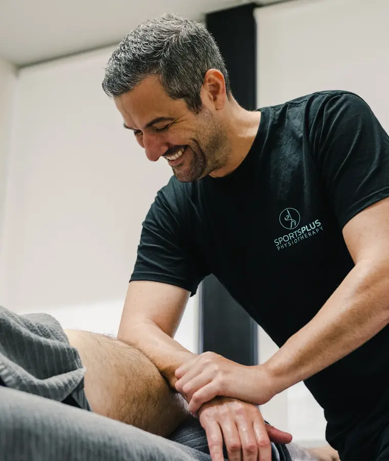 a man massages a leg